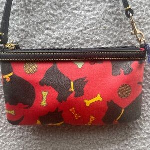 Dooney & Bourke Red Black Wristlet Scottie dogs COA